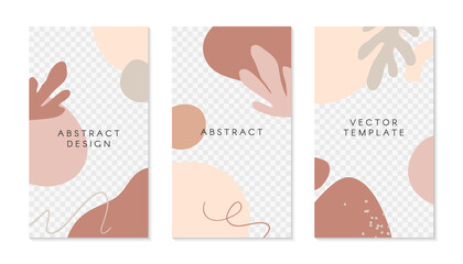 Bundle of editable insta story templates with copy space for text.Modern vector layouts with hand drawn organic shapes and textures.Trendy design for social media marketing,digital post,prints,banners