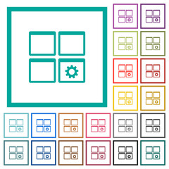 Dashboard settings flat color icons with quadrant frames