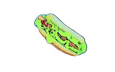 Hot dog illustration isolated on a white background