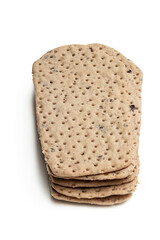 Wheat flatbreads with pitted black olives isolated on white