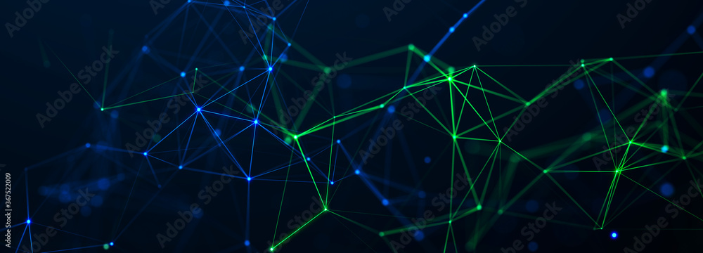 Leinwandbilder Technology background. Abstract digital combination dots and lines. Network connection structure. 3d Widescreen
