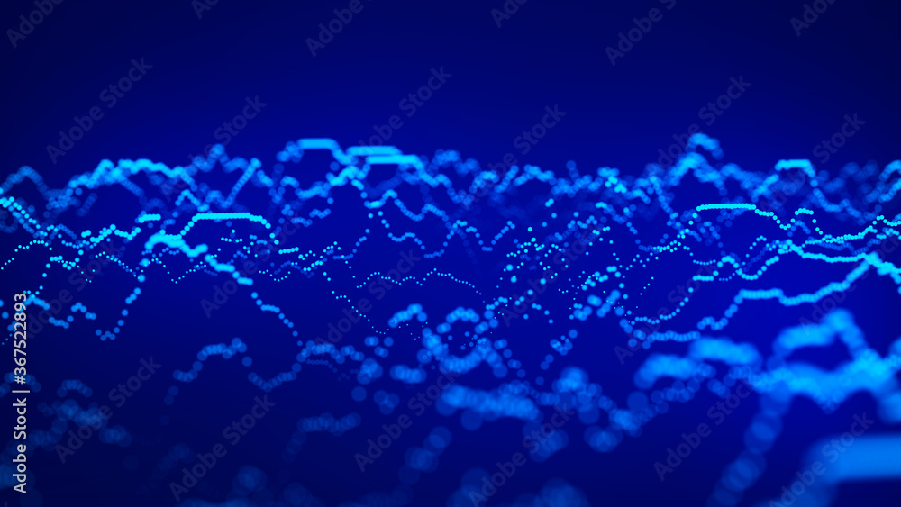 Leinwandbilder Big data visualization 3D. Technology wave. Analytics representation. Digital background. 3d rendering.