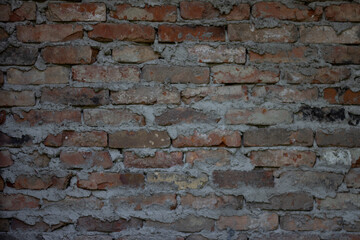 Old dirty red brick wall
