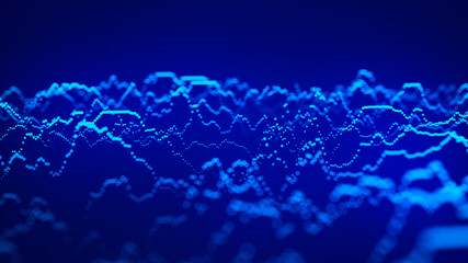 Big data visualization 3D. Technology wave. Analytics representation. Digital background. 3d rendering.