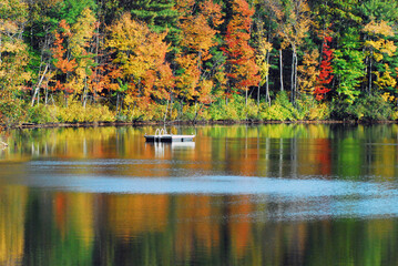 AUTUMN-FALL- Seasonal Foliage Reflectons in a NY Lake