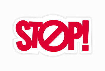 The word stop in red. Vector illustration