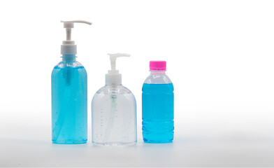 Alcohol gel isolated on white background for hand cleaning and protection COVID-19.

V