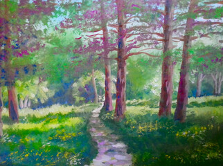 Summer landscape colorful trees