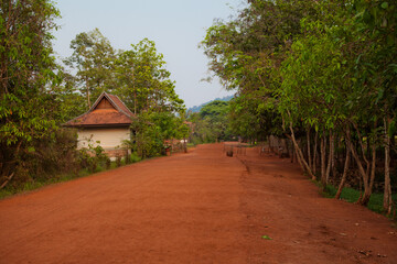 Fototapeta na wymiar Path in the park in Banteay Srei, Cambodia