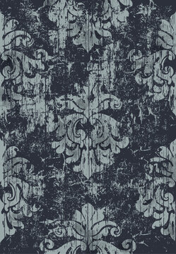 Damask vintage pattern. Grunge design. Dark and light colors