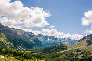 Poschiavo, Puschlav, valposchiavo, Bernina, Val Bernina, Berninapass, Passhöhe, Wanderweg, Ospizio Bernina, Zugfahrt, Zugreise, Wasserscheide, Lago Bianco, Alpen, Graubünden, Sommer, Schweiz