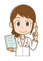 ファイルを持って白衣を着た医療関係者の女性