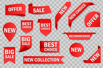 Sale tags collection  isolated on transparent background. Price tag, sale promo, new offer vector bundle set.