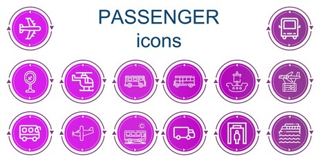 Editable 14 passenger icons for web and mobile