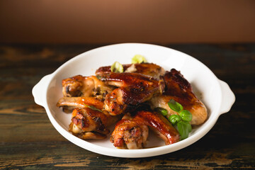 Serving of fried chicken wings