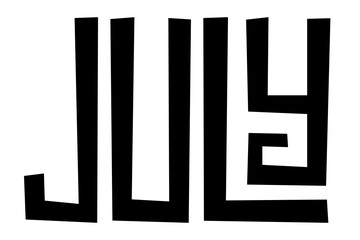 JULY black vector hand lettering banner
