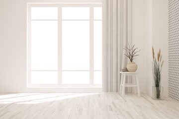 Fototapeta premium White empty room. Scandinavian interior design. 3D illustration