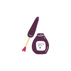 Single cosmetics sign. Sketch simple beauty icon. Eye liner, nail polish, lipgloss, liquid blush packaging. Element for print, posters, advertisement, makeup equipment. Hand drawn flat illustration