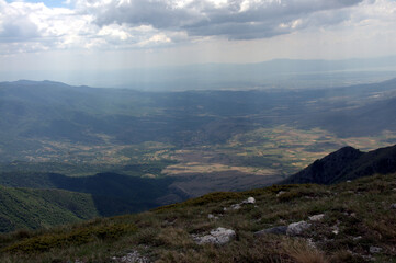 Fototapeta premium View From The Ridge Of Slavyanka Mountain - Near Gotcev Peak, Slavyanka National Park (Ali Botush Reservation) in Bulgaria, Europe
