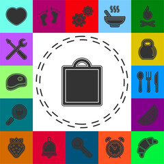 shopping icon, vector fashion bag illustration isolated - mall store sale