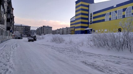 Obraz premium winter landscape of buildings