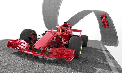 red f1 racecar on a wired track 2