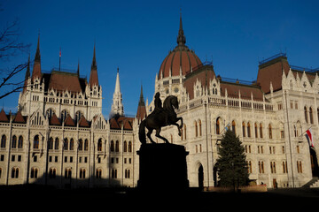 Obraz premium Kossuth Lajos square, Hungarian Parliament building, Budapest, Hungary
