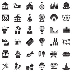 Amusement Park Icons. Black Scribble Design. Vector Illustration.