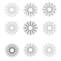 Obraz premium Radial speed Lines in Circle Form for comic books . fireworks Explosion background . Vector Illustration . Starburst round Logo . Circular Design element . Abstract Geometric star rays . Sunburst .