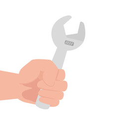 hand with wrench tool construction, on white background vector illustration design