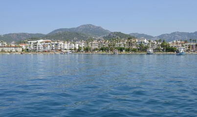 Obraz premium Turkey. Marmaris. Mediterranean coast. Walk on a yacht on the sea.