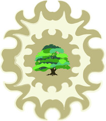 Massive tree on a beige backgraund