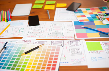 Concepts of website design and mobile applications.