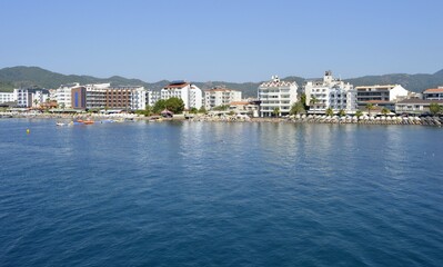 Fototapeta premium Turkey. Marmaris. Mediterranean coast. Walk on a yacht on the sea.
