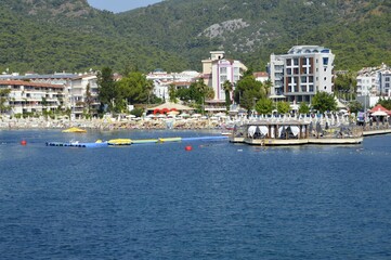 Turkey. Marmaris. Mediterranean coast. Walk on a yacht on the sea.