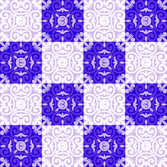 seamless pattern with blue flowers