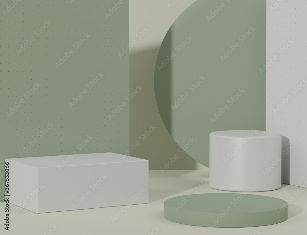 Aufkleber 3d rendering of empty podium in pastel color. blank pedestal and shopfront with clean design. minima