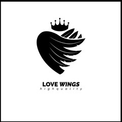 Heart logo with wings inside. Safety vector logo. Care logotype.