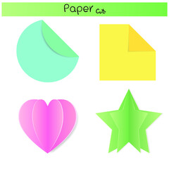 set of vector stickers,paper cut,on white background.
