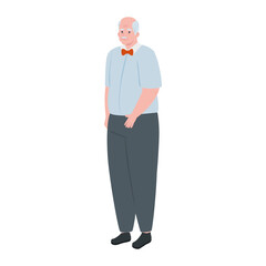 cute old man standing, grandfather standing on white background vector illustration design