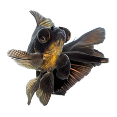 Black Goldfish on White