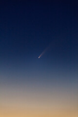 Fototapeta na wymiar Comet NEOWISE in the sunset sky close up