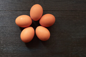 Quail eggs on a dark blue background