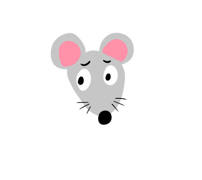 Cartoon Stylized Adorable Sad Mouse Emoticon