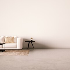 Room with Concrete Flooring and Modern Cozy Sofa Art Print Interior Mockup