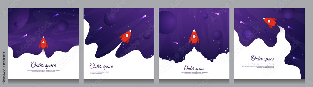 Canvas Prints vector flat illustration with text. outer space exploration wallpaper. element for design banner, so