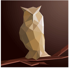 Origami owl. Low poly vector illustration. Owl made of paper