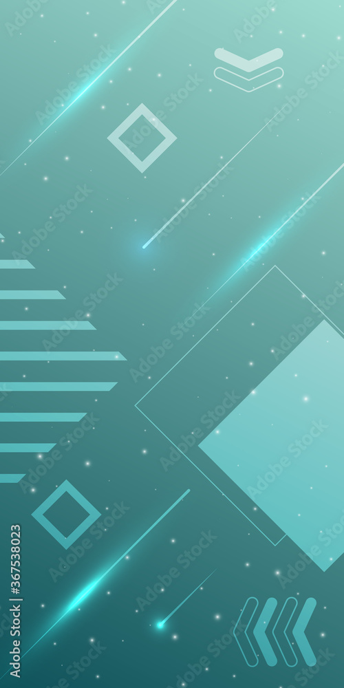 Aufkleber modern abstract outline shapes with dots on light dark turquoise gradient background
