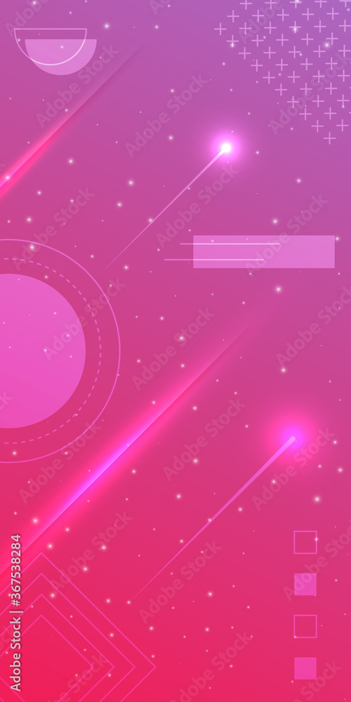 Poster modern abstract outline shapes with dots on light pink violet gradient background