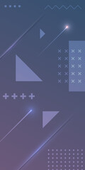 Modern abstract outline shapes with dots on light dark blue violet gradient background